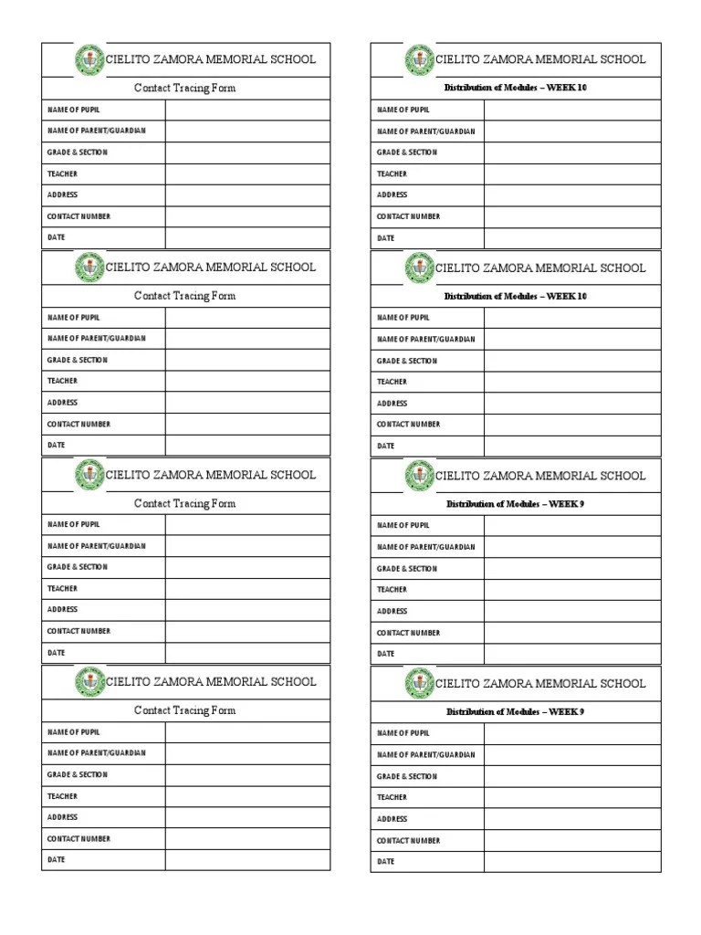 Contact Tracing Form PDF