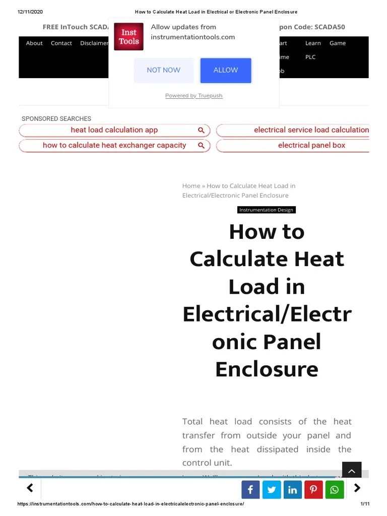 How To Calculate Heat Load in Electrical or Electronic Panel Enclosure