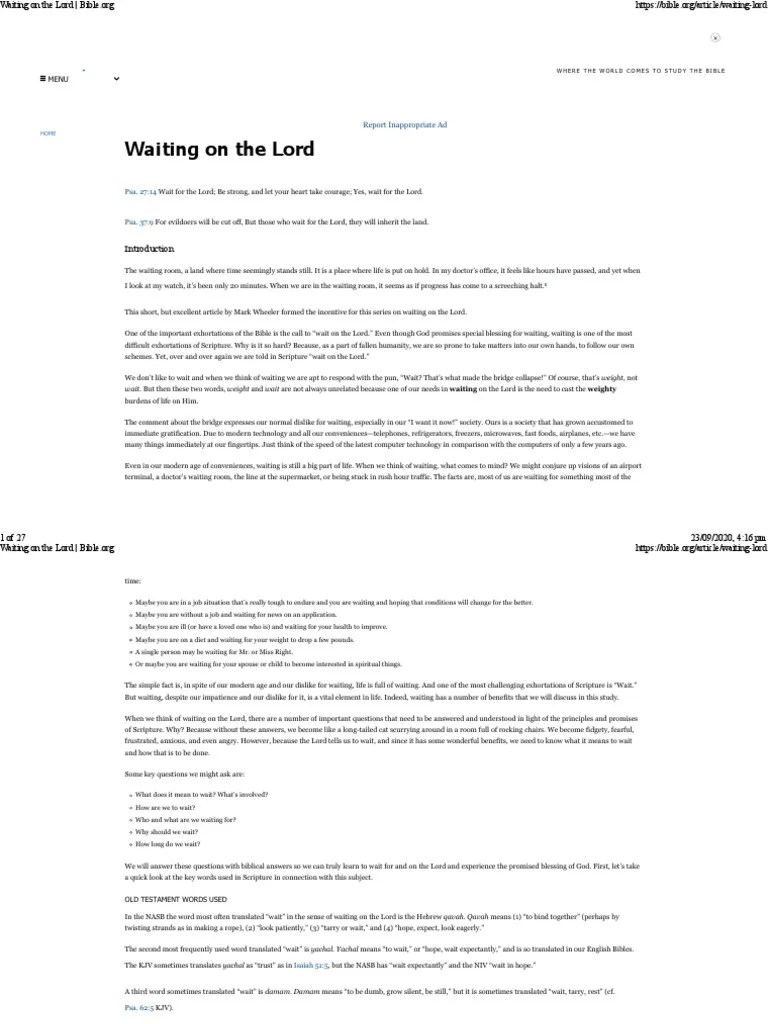Waiting On The Lord PDF Covenant (Biblical) Meaning Of Life