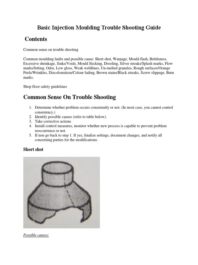 Basic Injection Moulding Trouble Shooting Guide PDF Industries