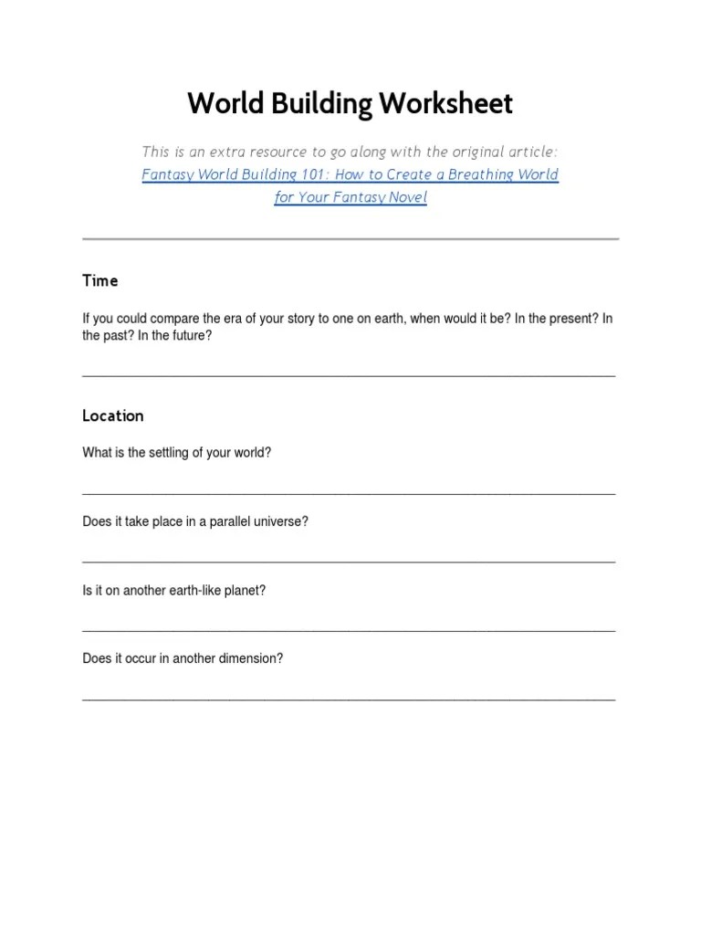 World Building Worksheet PDF | PDF | Religion And Belief