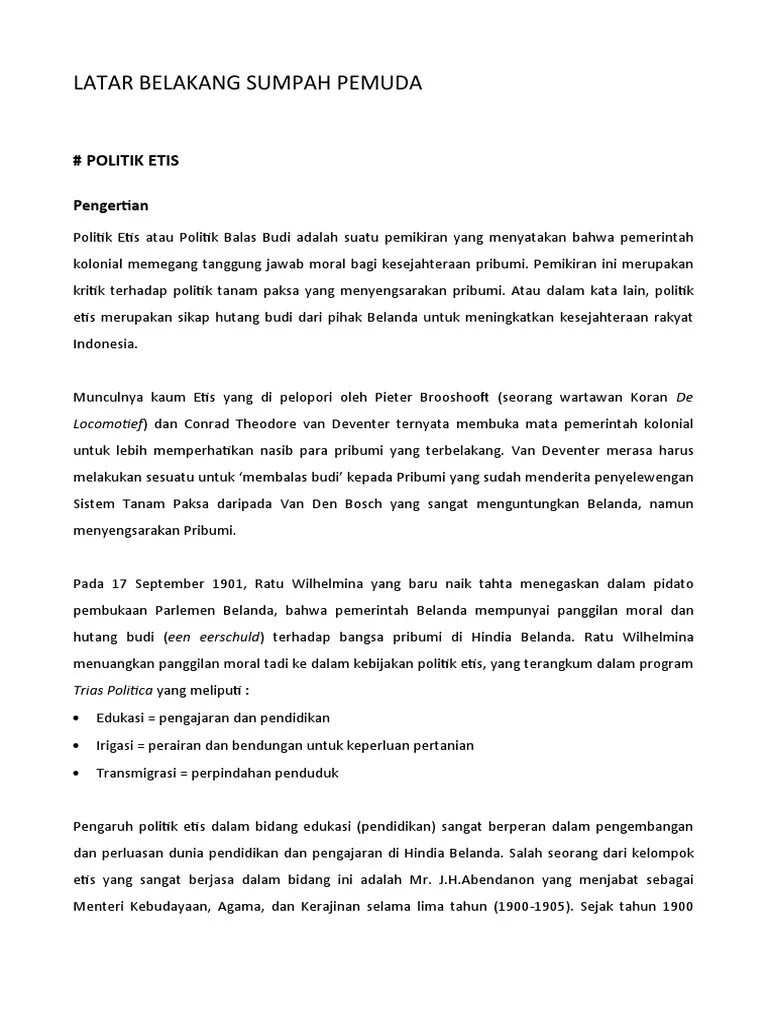 Latar Belakang Sumpah Pemuda | PDF