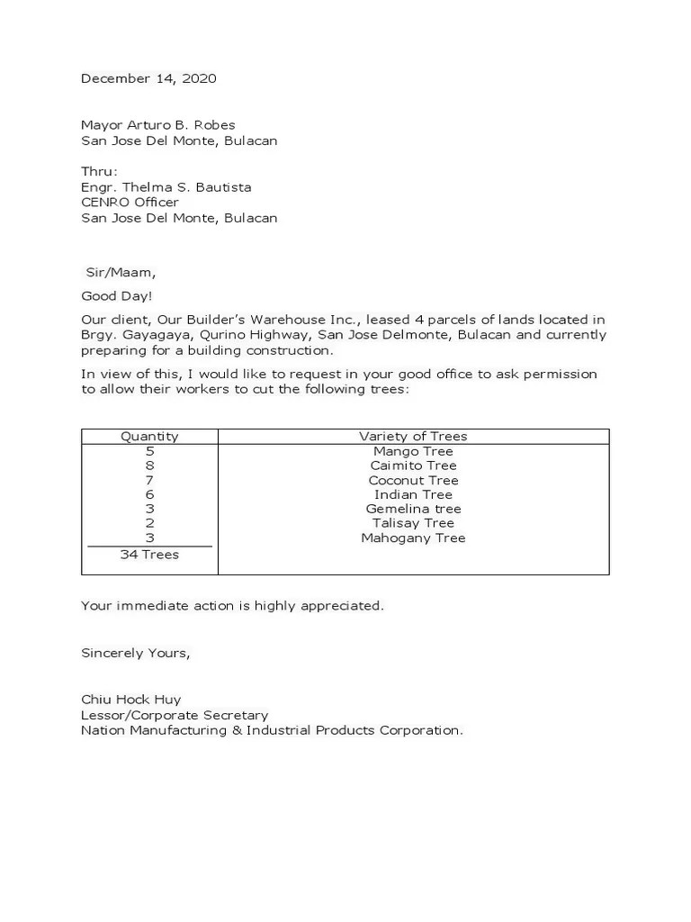 Authorization To Cut TreesDENR PDF