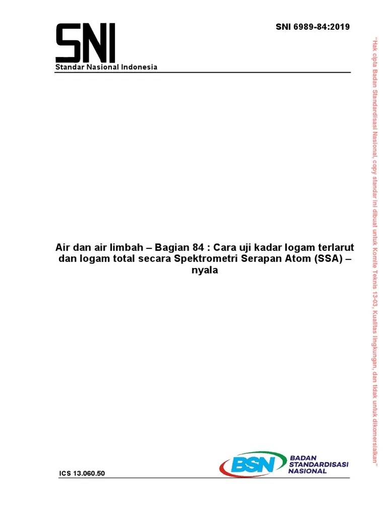 08.41 SNI 6989-84 2019, Logam AAS-Nyala | PDF