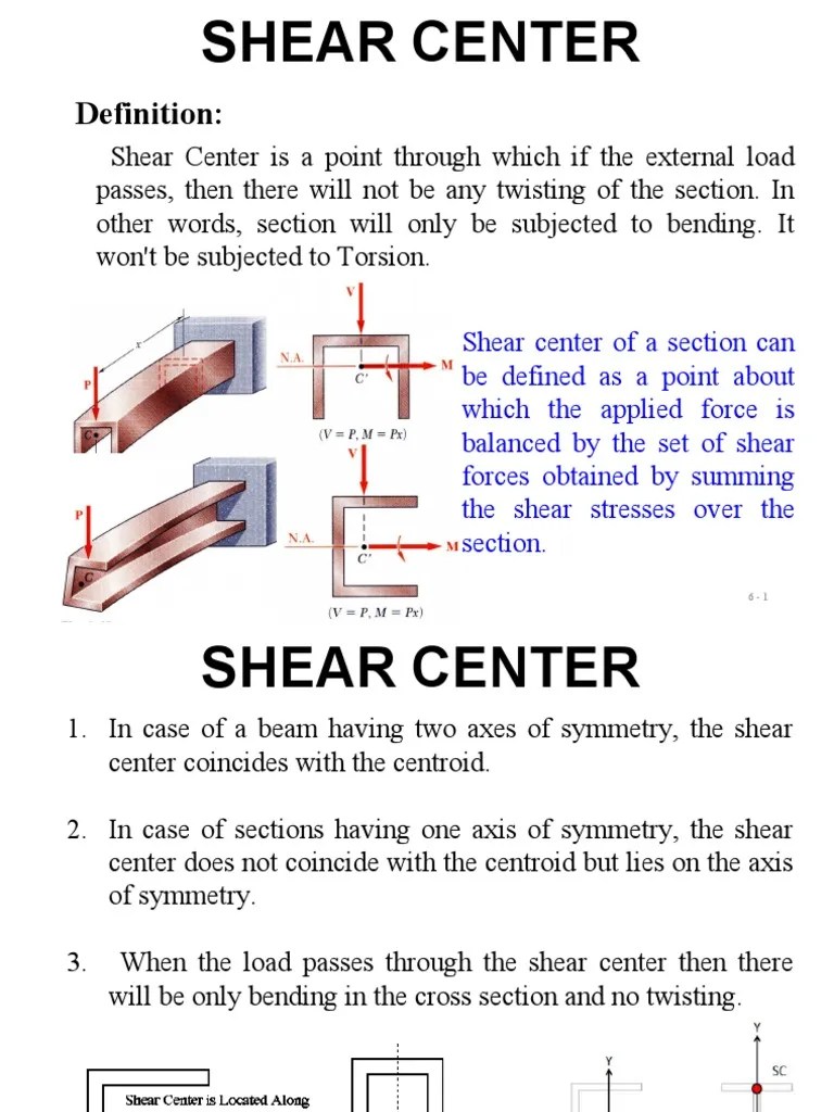 Shear Center 1 PDF Beam (Structure) Shear Stress