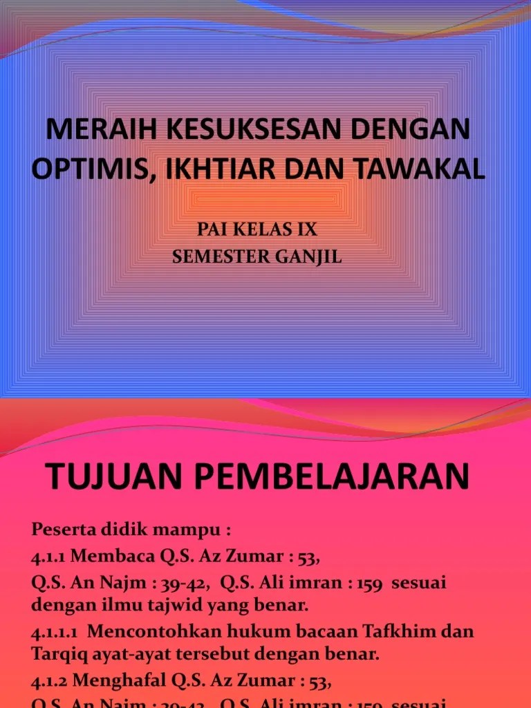 Ayat Qur&rsquo;an TTG Optimis, Ikhtiar Dan Tawakal | PDF