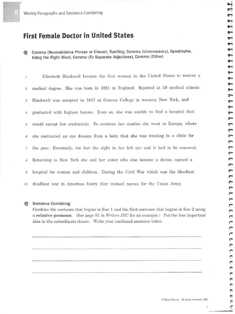 First Female Doctor Language and Grammar PDF