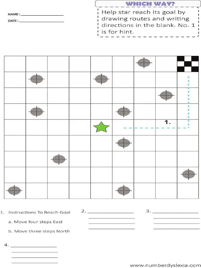 Dyscalculia Worksheet Directional Difficulty PDF