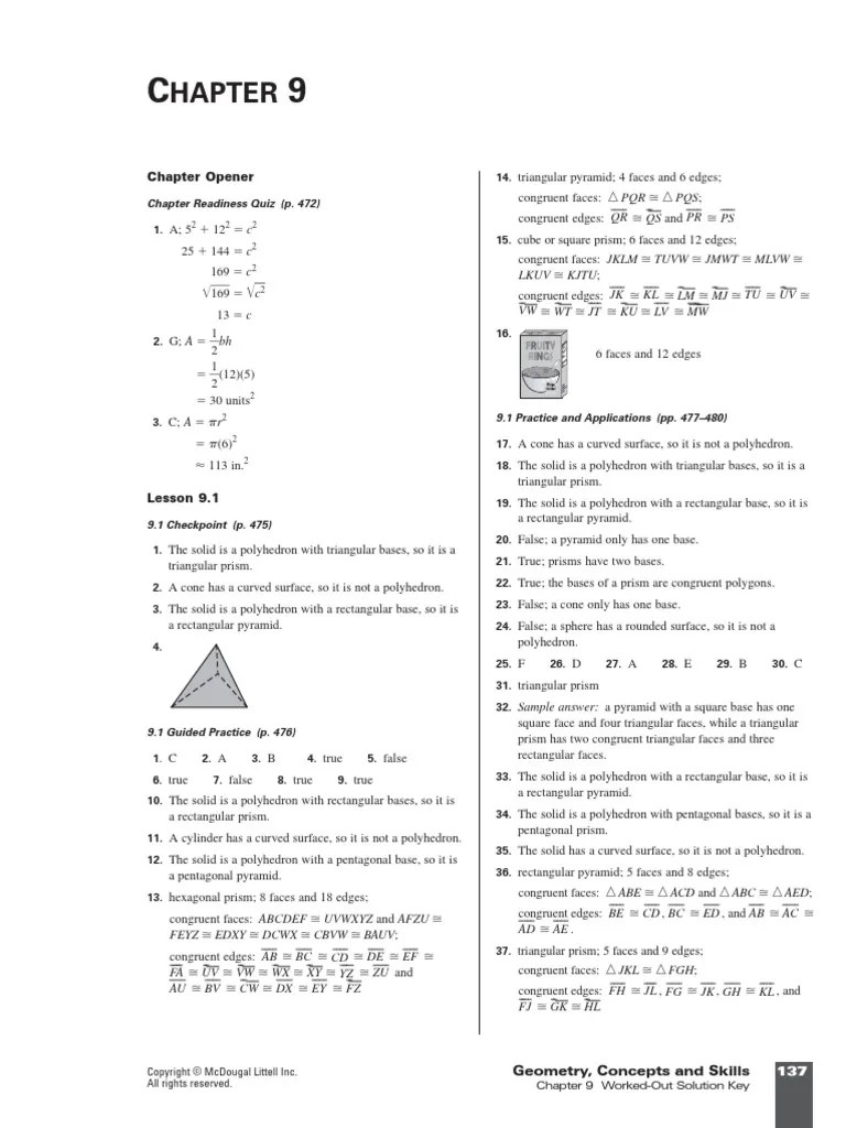Chapter 9 Worked Out Solutions | PDF | Area | Classical Geometry