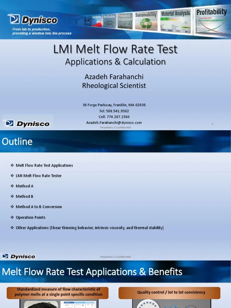 LMI Melt Flow Rate Test Applications and Calculations PDF