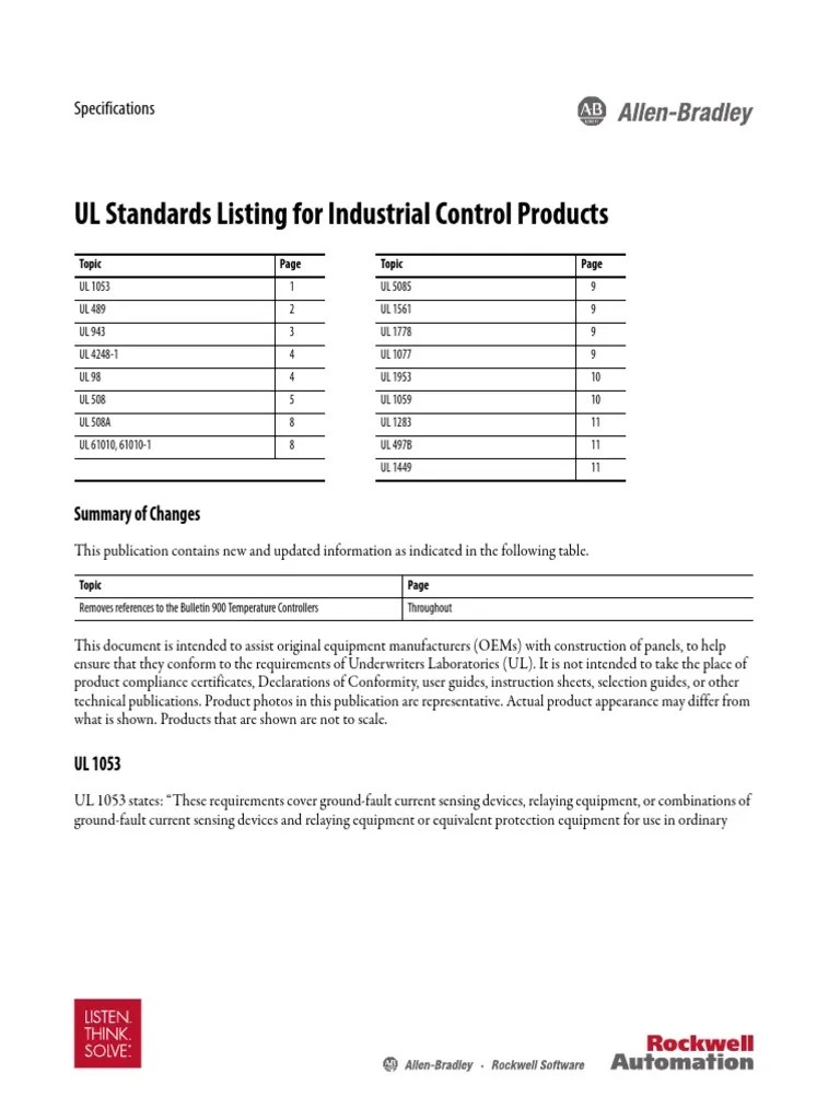 UL Standards Listing For Industrial Control Products Specifications PDF Fuse (Electrical