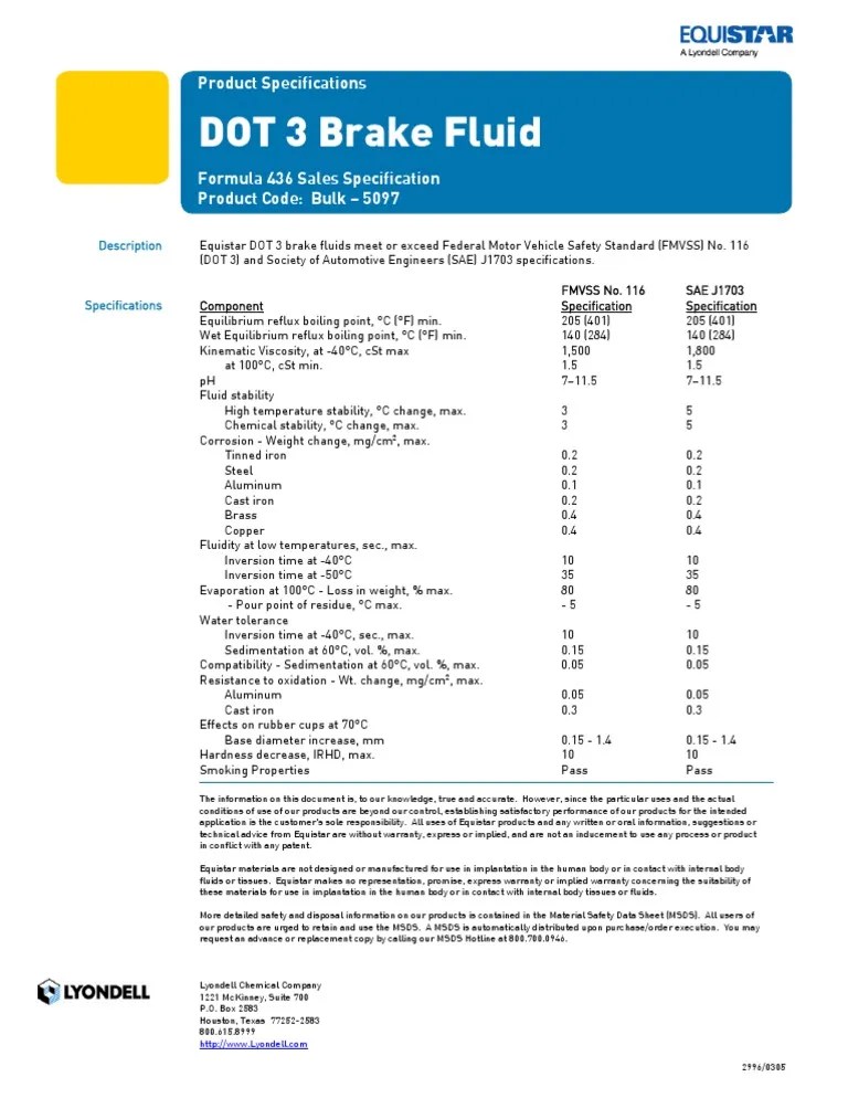 DOT 3 Brake Fluid_Formula 436 Viscosity Materials