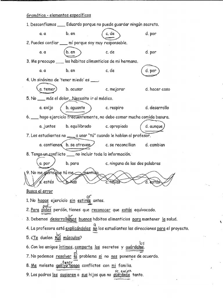 Span 4 - Midterm Review Packet (Answer Key) | PDF