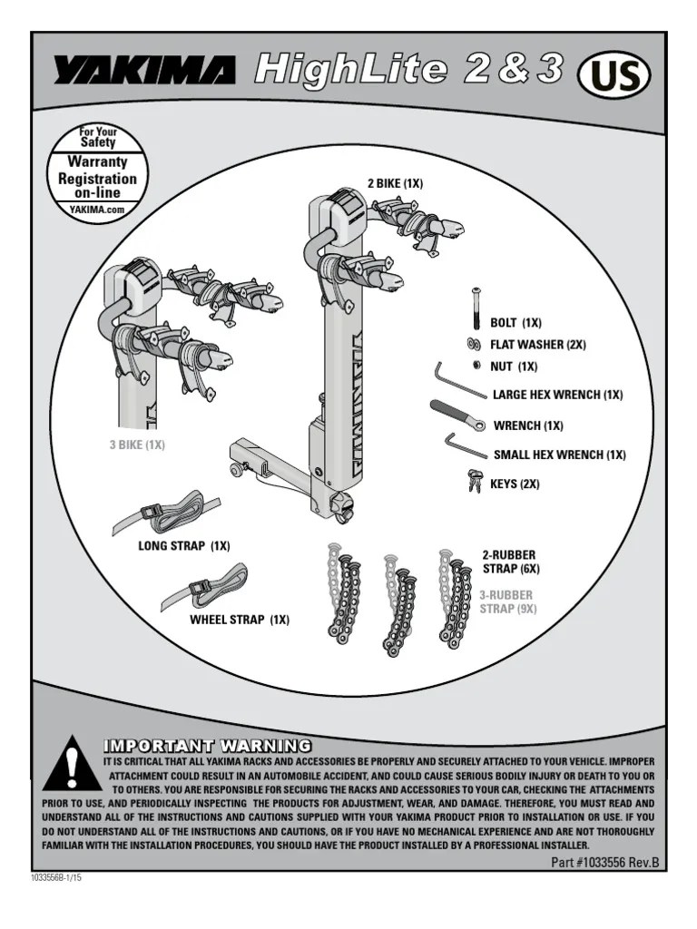 Yakima HighLite Instructions PDF Cycle Types Vehicles