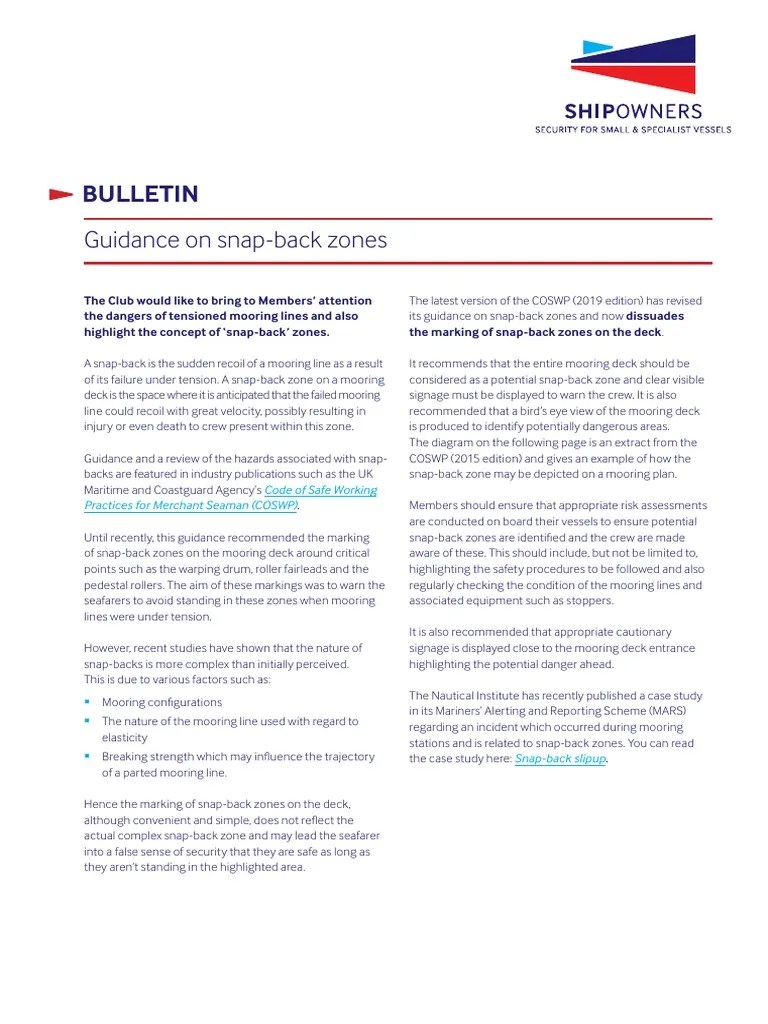 Bulletin Guidance On SnapBack Zones PDF Risk Assessment Safety