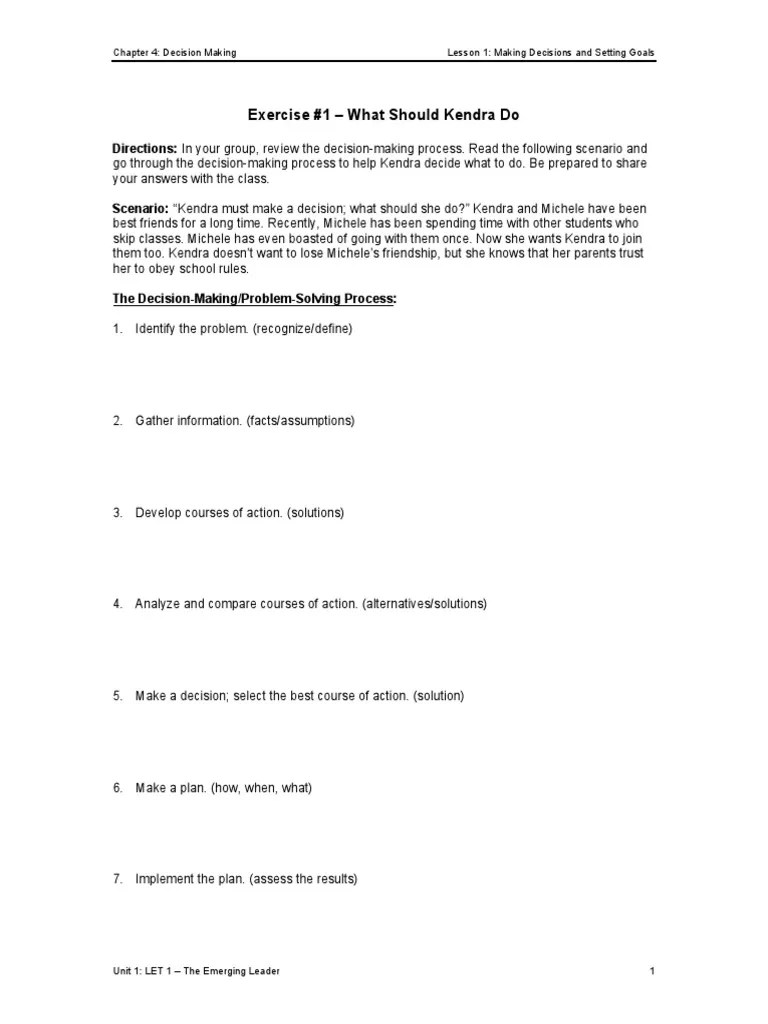 U1C4L1A2 Exercise 1 What Should Kendra Do PDF