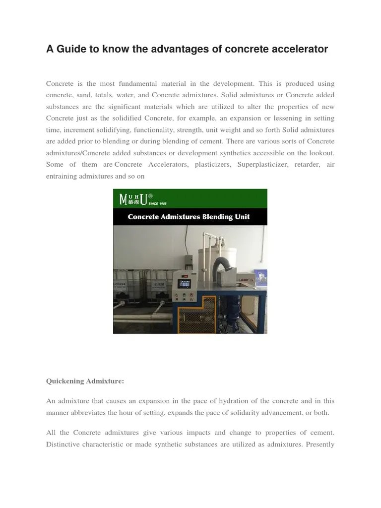 A Guide To Know The Advantages of Concrete Accelerator PDF Concrete Cement