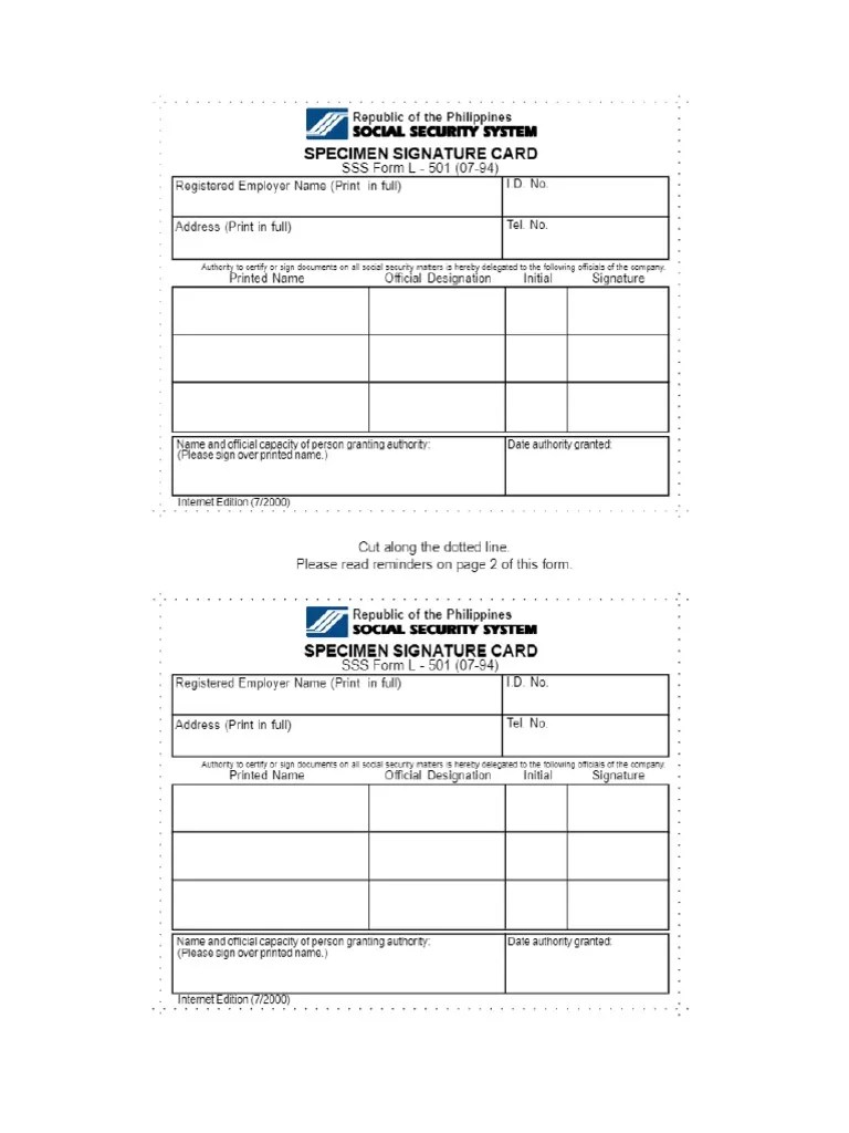 Specimen Signature Card PDF