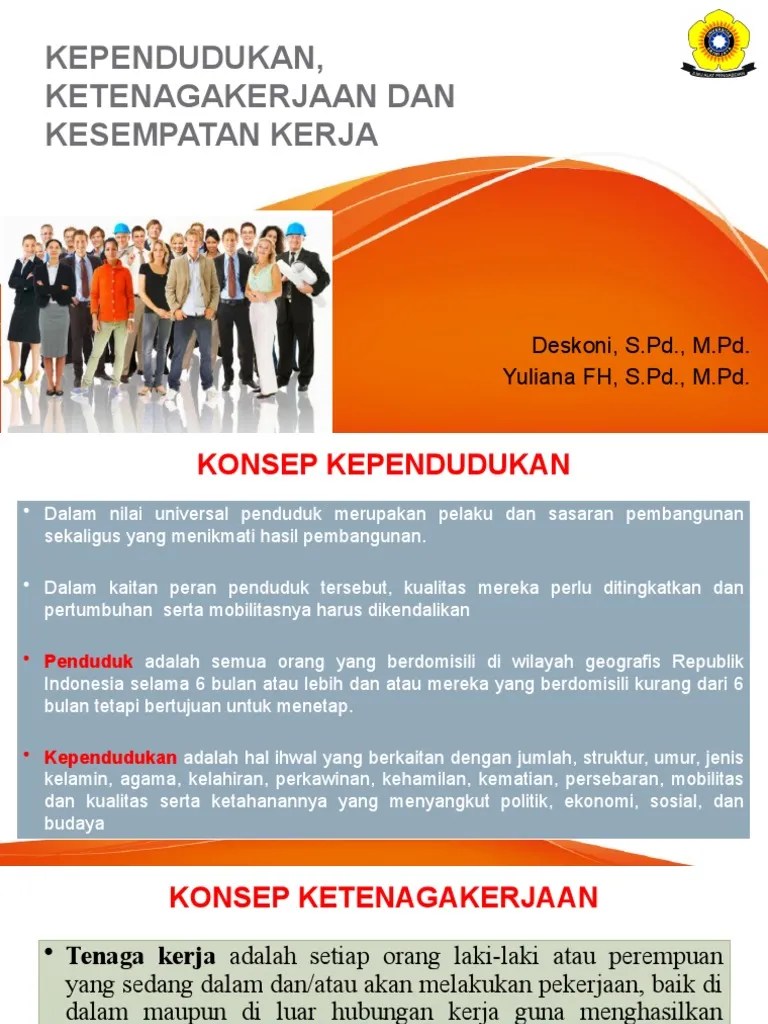 Kependudukan, Ketenagakerjaan Dan Kesempatan Kerja | PDF
