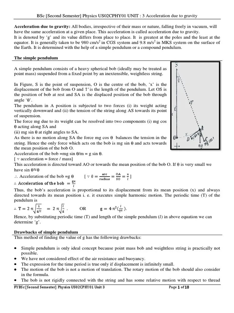 Determining Gravity Through Pendulum Motion A Comparison of Simple and