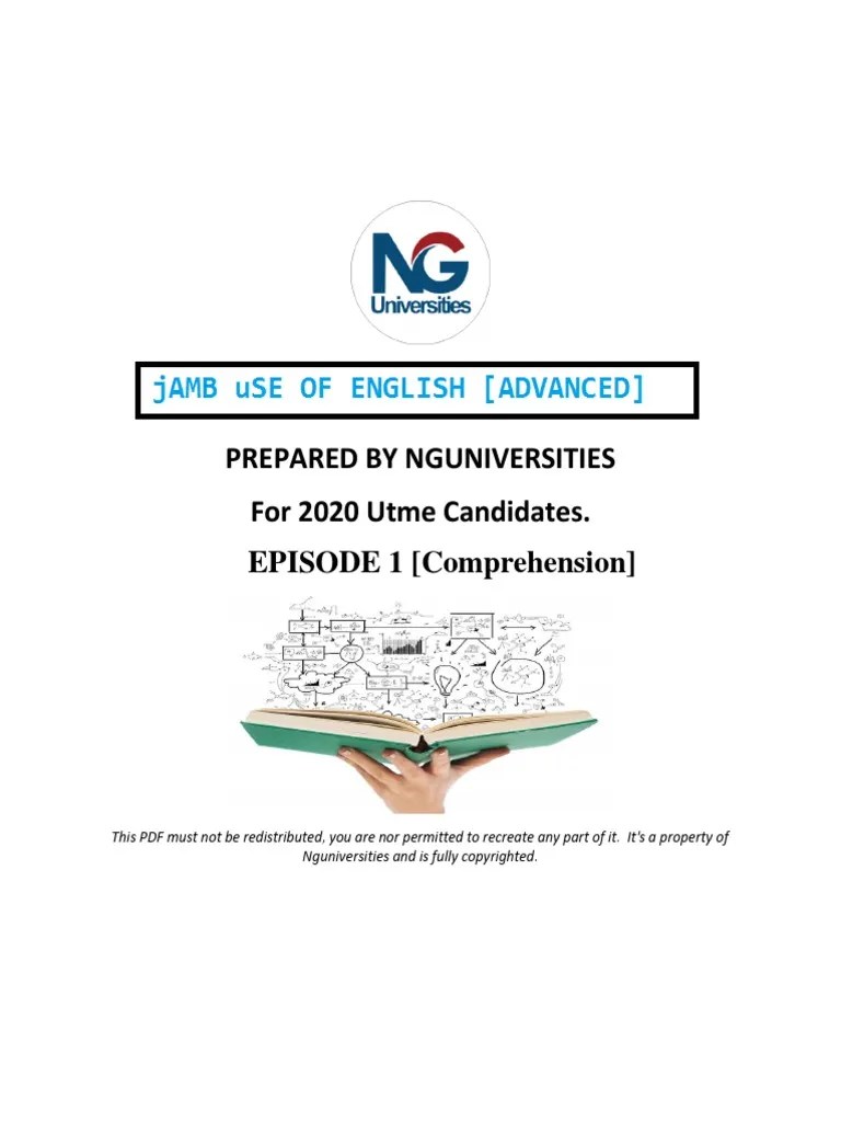 Jamb Use of English Advanced PDF 1 3 PDF Part Of Speech English