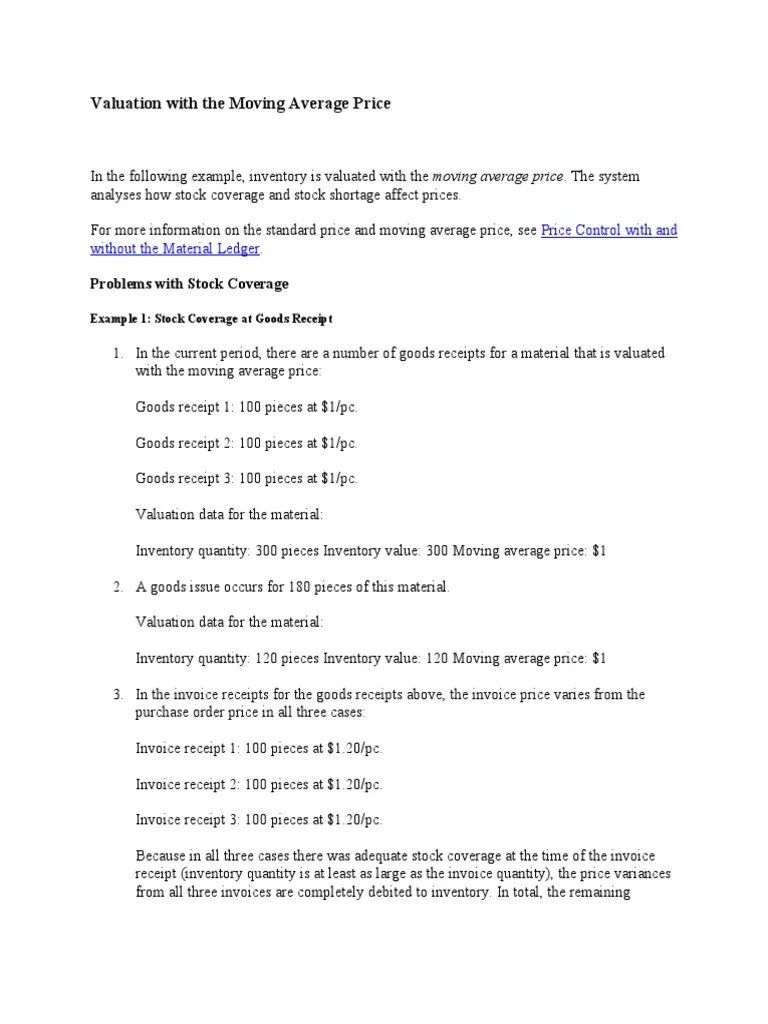 Valuation With The Moving Average Price SAP PDF Moving Average