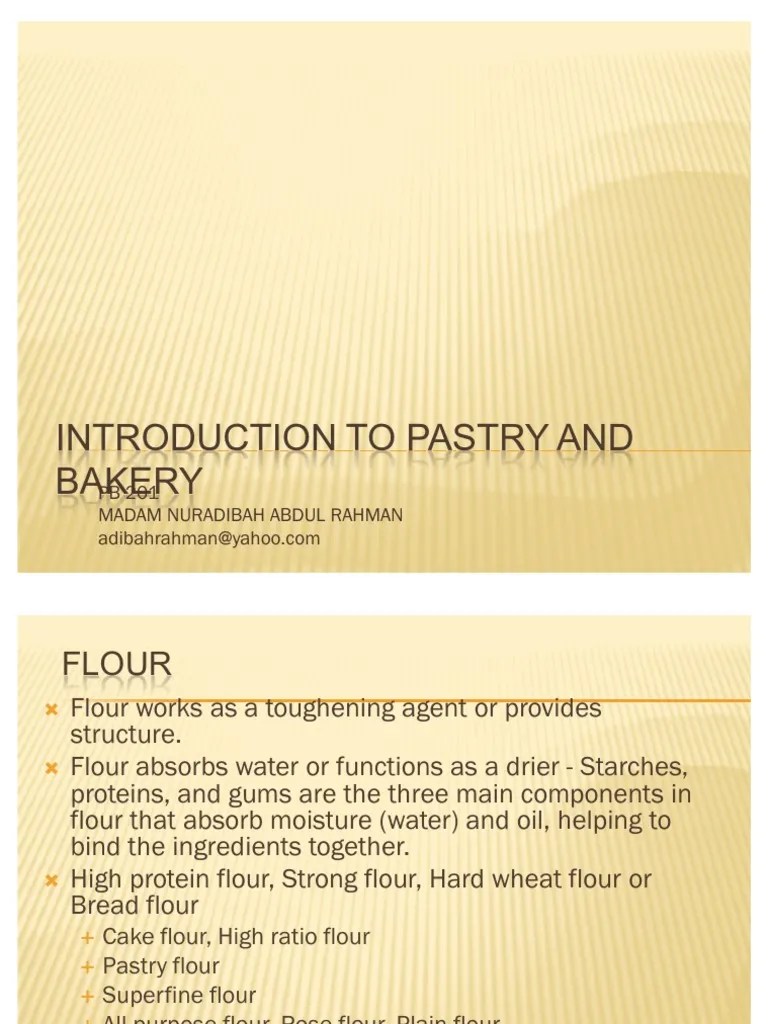 Introduction to Pastry and Bakerystudent notes Dough Baking