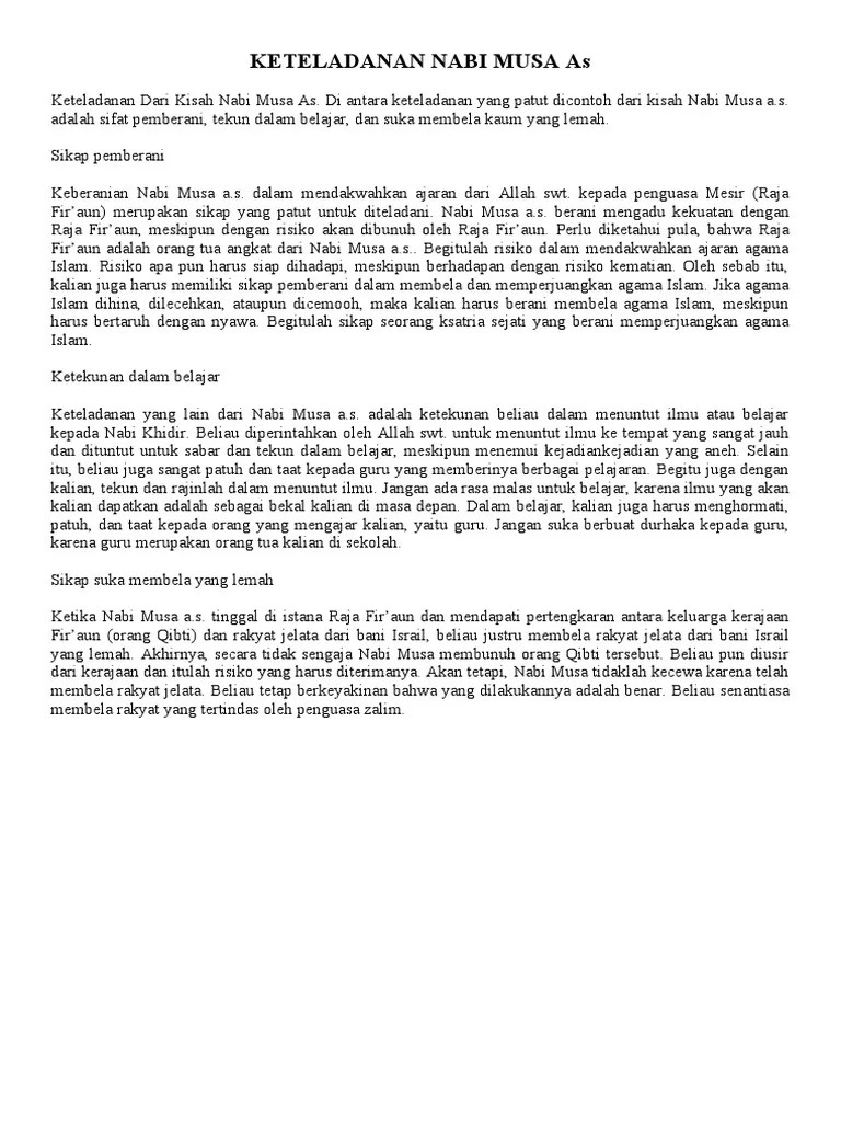 Keteladanan Nabi Musa As | PDF