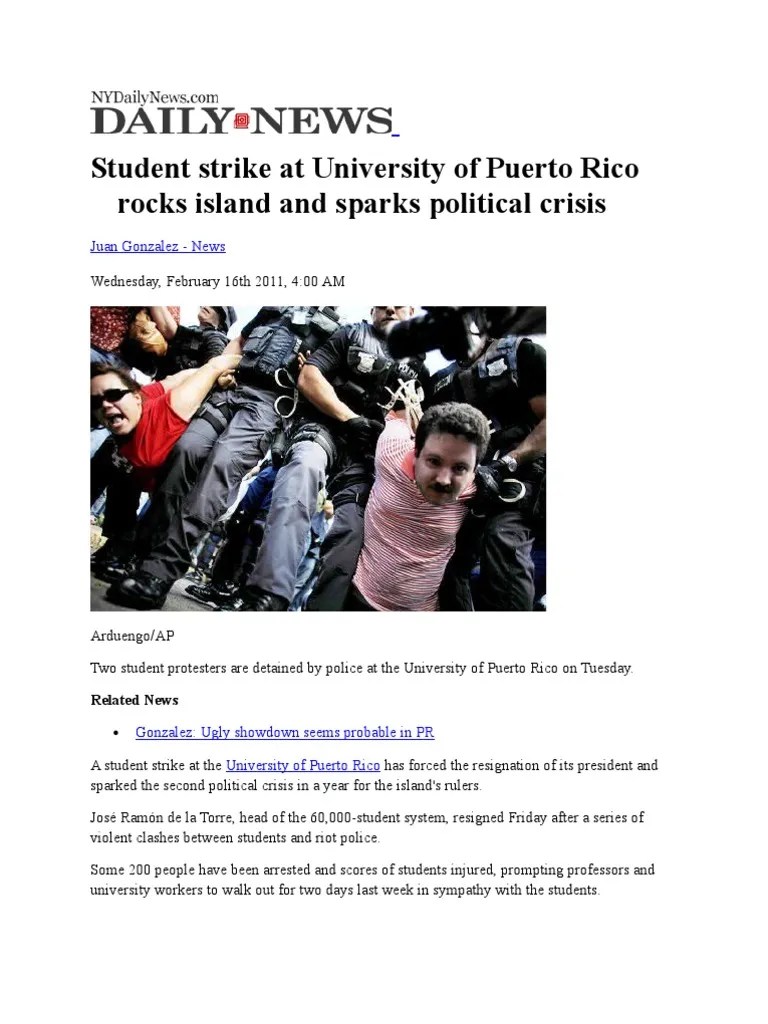 160211 Student Strike at University of Puerto Rico Rocks Island and