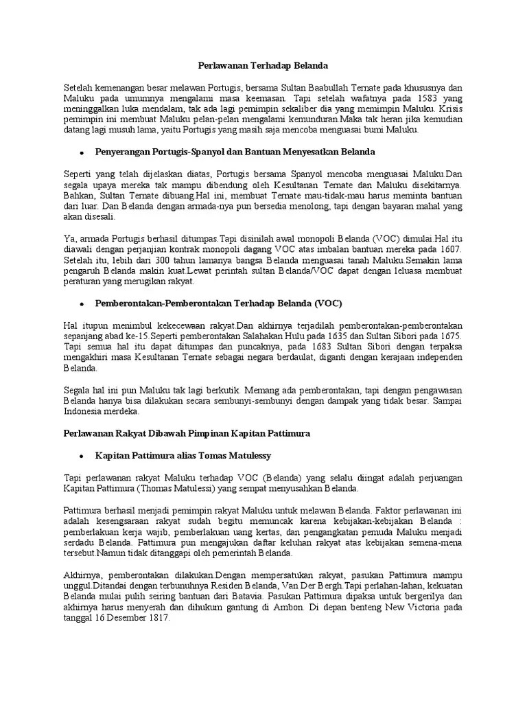 Perlawanan Terhadap VOC Dan Belanda | PDF