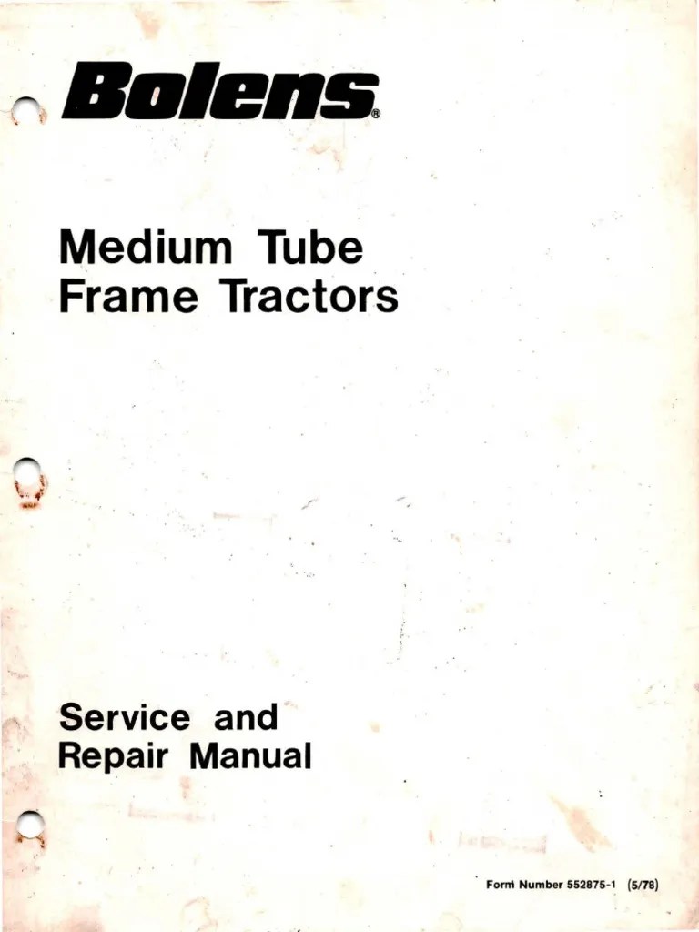 Bolens Medium Tube Frame Tractors Sevice and Repair Manual | PDF
