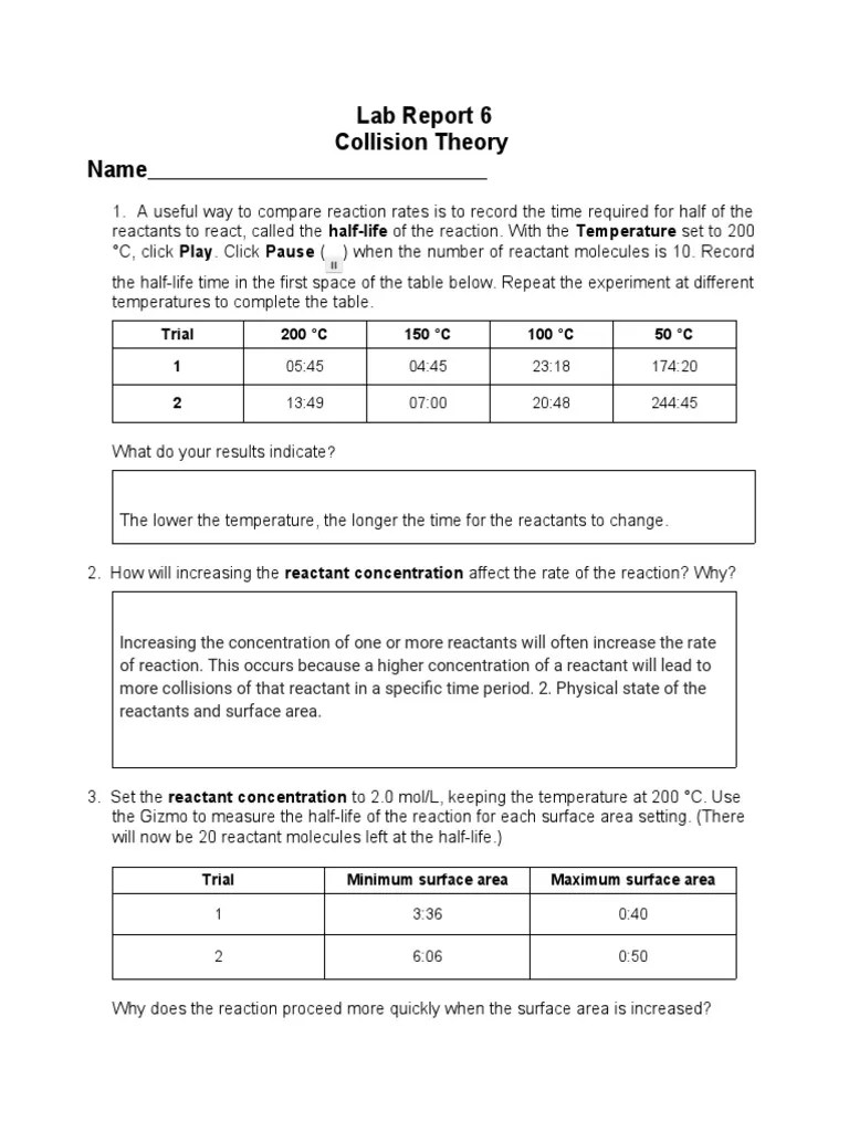 The Effects of Temperature, Concentration, and Surface Area on Reaction