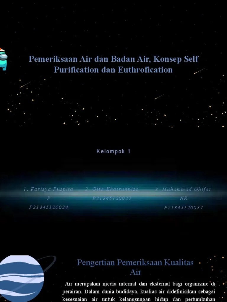 1d3a - Kimia Lingkungan - Kel 1 - PPT Pemeriksaan Air Dan Bahan Air, Konsep  Self Purification Dan Euthrofication | PDF
