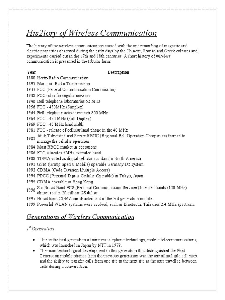 History of Wireless Communication PDF 3 G Mobile Phones