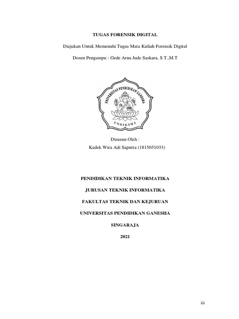 Tugas Forensik Digital - 1815051033 - Kadek Wira Adi Saputra | PDF