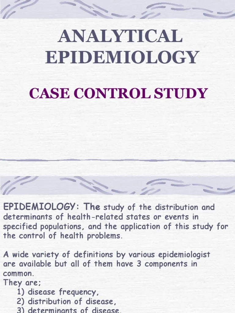 Analytical Epidemiology Case Control Study PDF Confounding