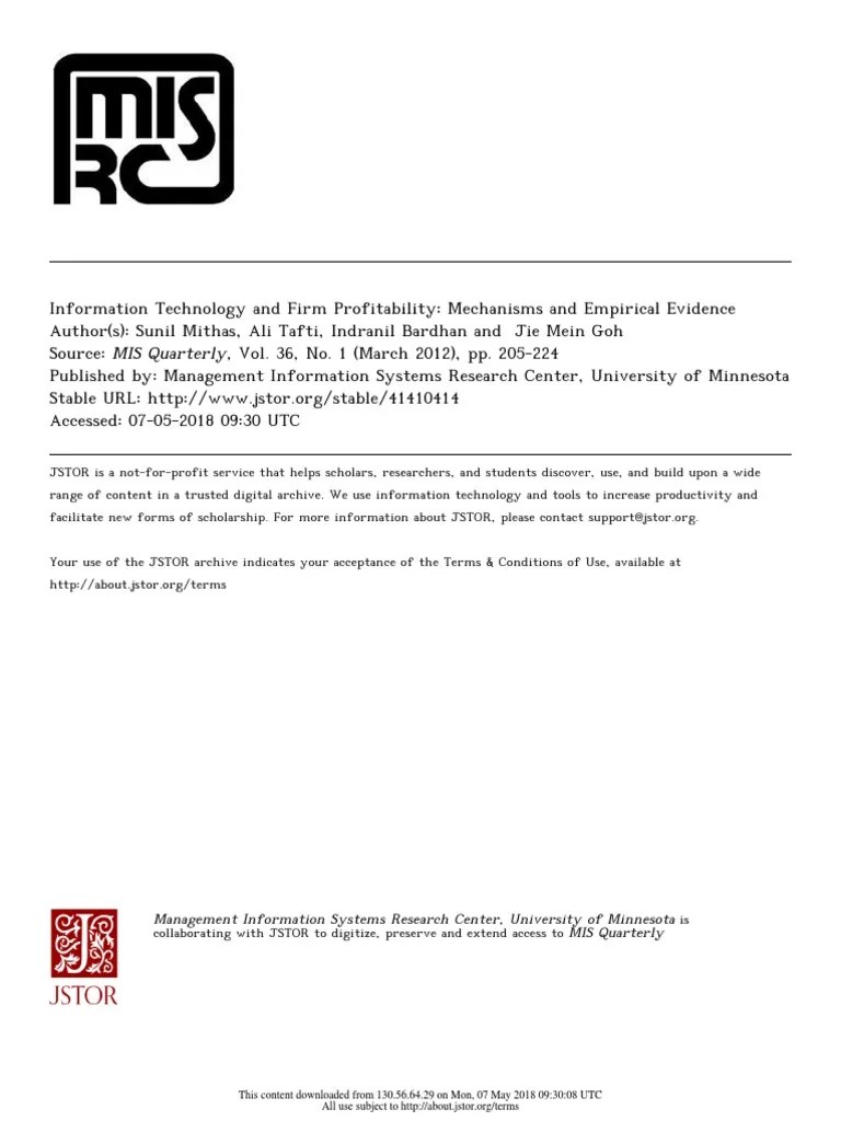 Management Information Systems Research Center, University of Minnesota MIS Quarterly PDF