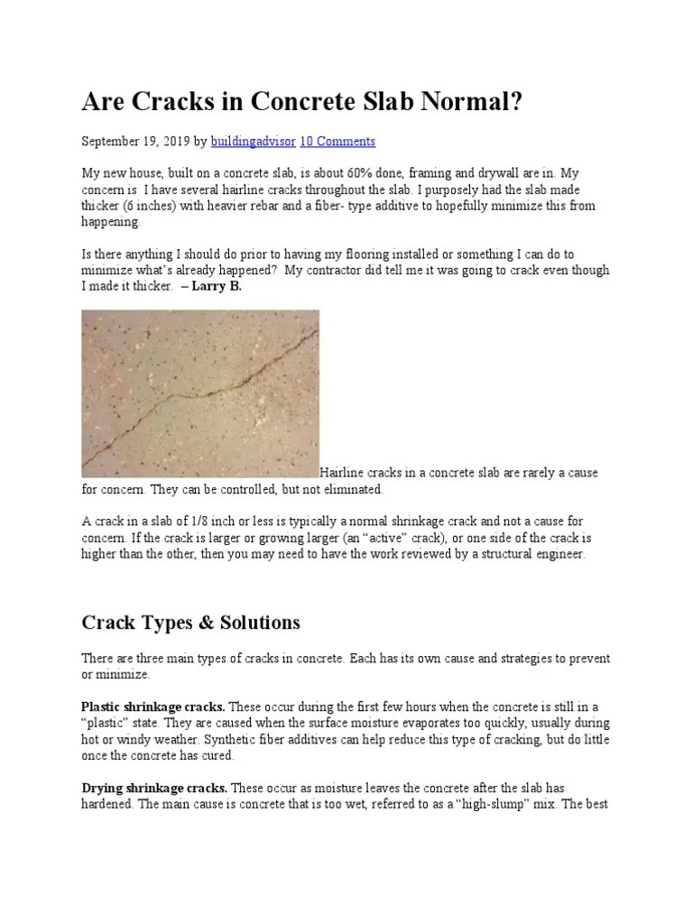 Are Cracks in Concrete Slab Normal PDF Flooring Concrete