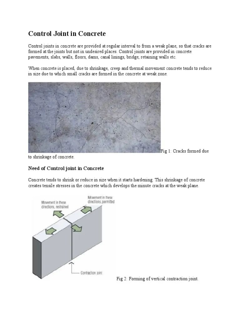 Need of Control Joint in Concrete PDF Concrete Building