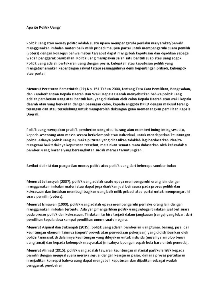 Money Politik (Politik Uang) | PDF