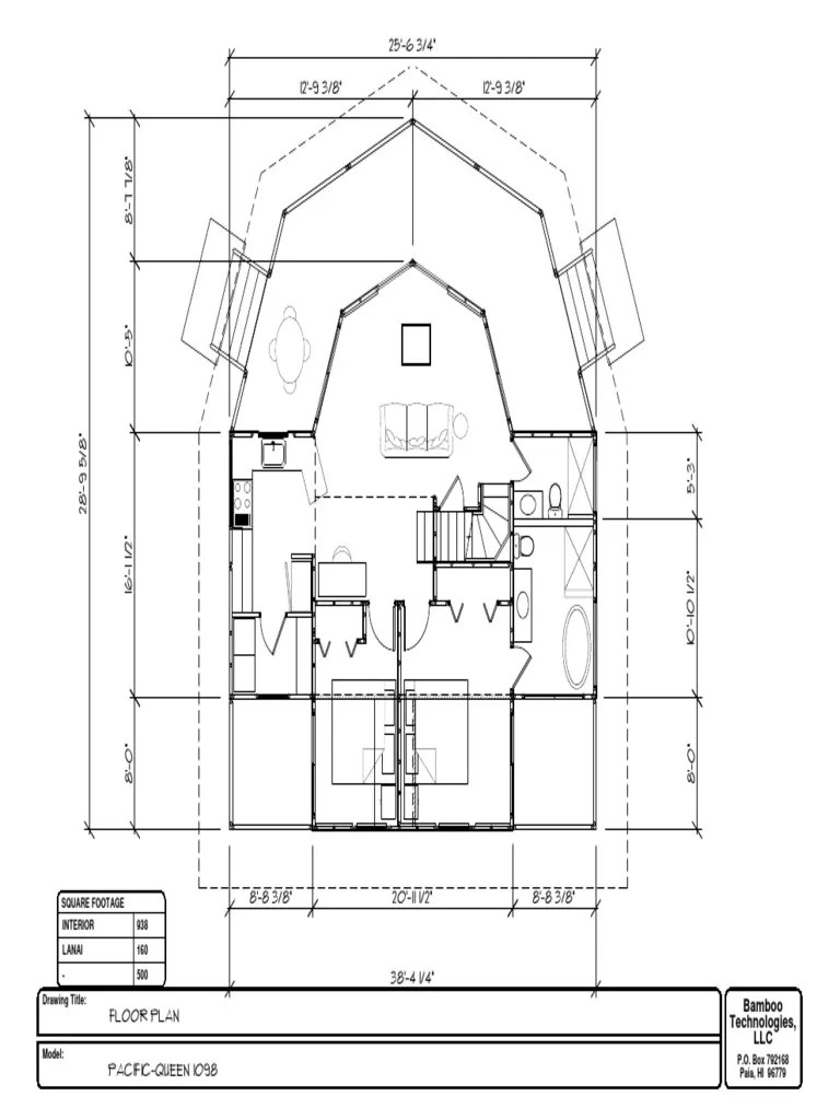 Bamboo Technologies, LLC Square Footage Interior Lanai 938 160 500
