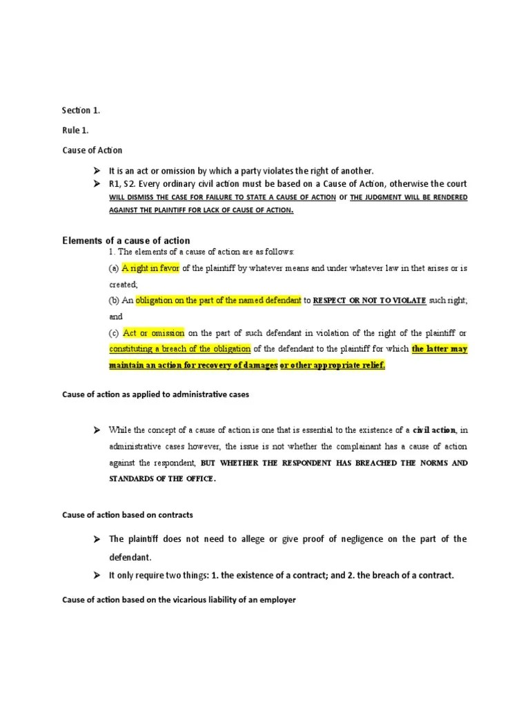 An Overview of Causes of Action in Civil Cases Elements, Types, and