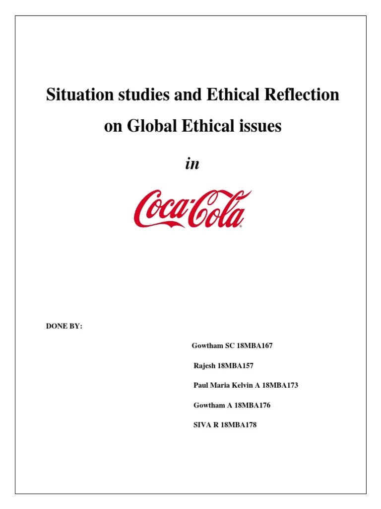 Ethical Issue in Coca Cola PDF The Coca Cola Company Coca Cola