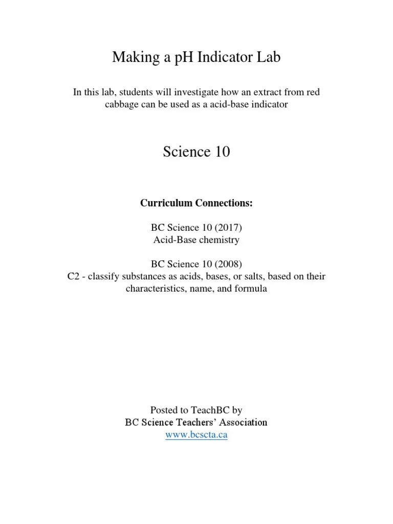 Making A PH Indicator Lab PDF Ph Acid