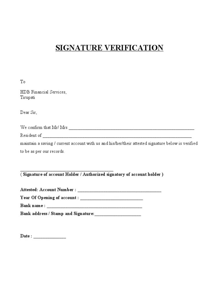 Signature Verification Form PDF