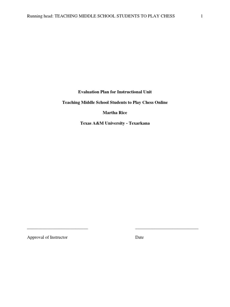 Proposal for evaluating chess instructional design units