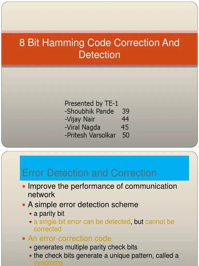 HAMMING CODE PPT Error Detection And Correction Error