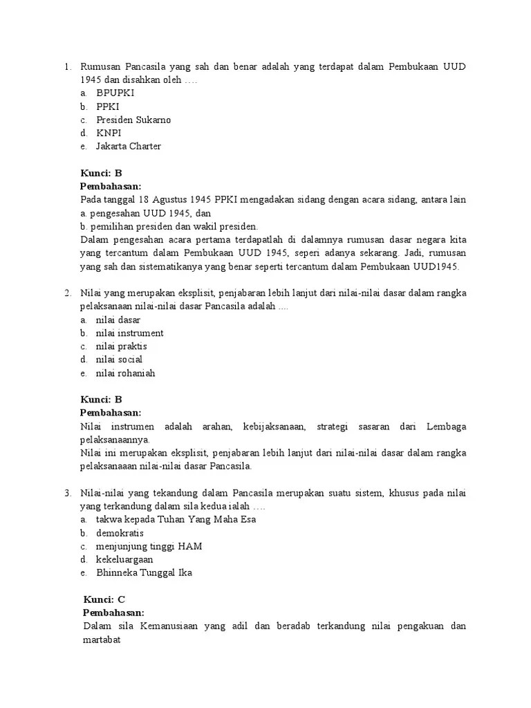 Contoh Soal Ideologi Pancasila | PDF