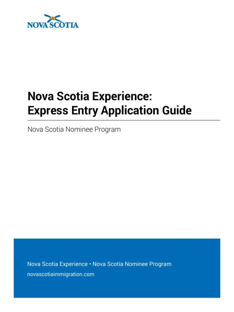 Nova Scotia Experience Express Entry Application Guide PDF Passport Travel Visa