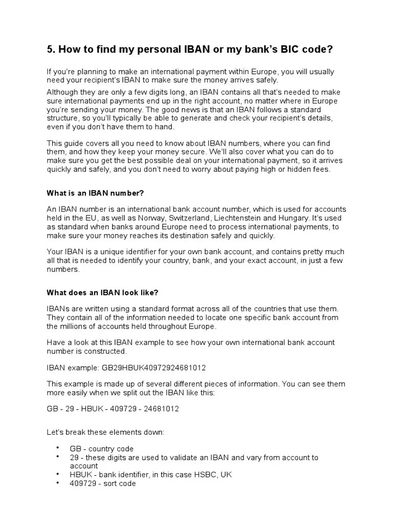 How to Find Your IBAN and Bank Identifier Code (BIC) for International